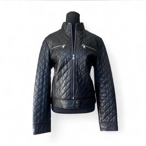 NWOT Karl Lagerfeld Quilted Black Leather
Moto Jacket - Designer Biker